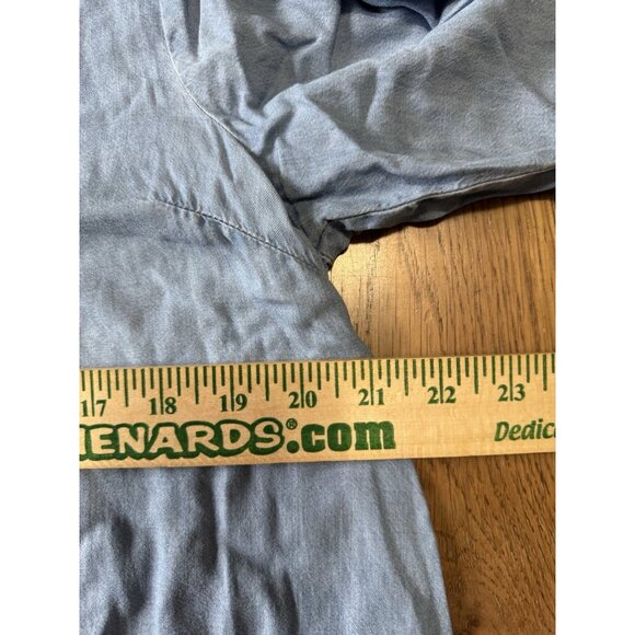 Old Navy Women Dress Size Medium Pleated Button Down Long Sleeve Chambray Blue - Picture 4 of 11